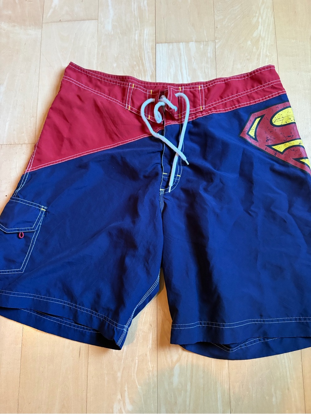 DC Comics Men's Navy & Red Superman Swim Board Shorts